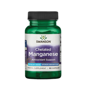 SWANSON Albion Chelat Manganu 10mg, 180 kapsułek/  niedobór magnezu, skóra, włosy, 