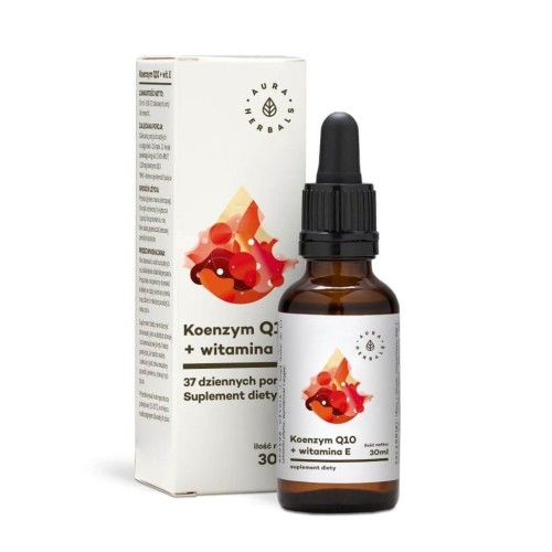 Aura Herbals Koenzym Q10 + Witamina E 30 ml na 37 dni / serce, młodość, witalność