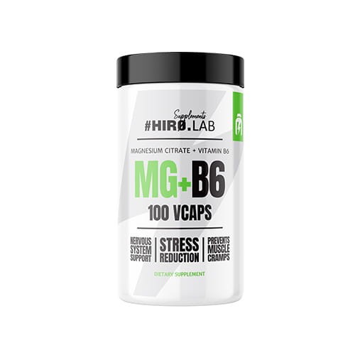 HIRO.LAB Mg + B6 100 vcaps – Magnez + Witamina B6 / skucze, stres, zmęczenie