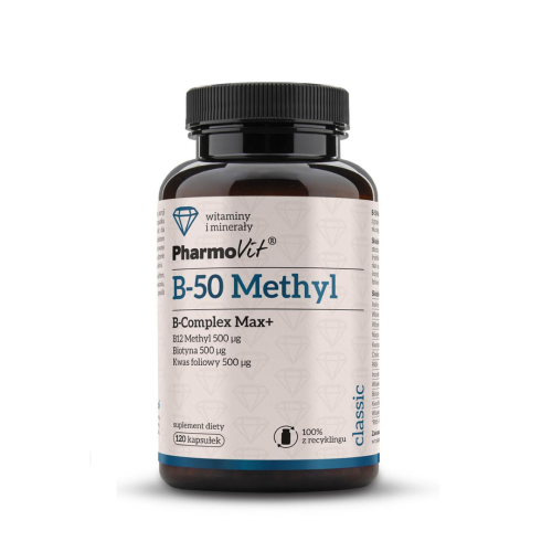Pharmovit B-50 Methyl B-complex MAX 120 cap. / krążenie, menopauza, odponość, koncentracja