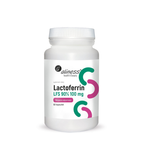 Aliness Lactoferrin LFS 90% 100 mg 60 kapsułek / Odporność, infekcja, wirus