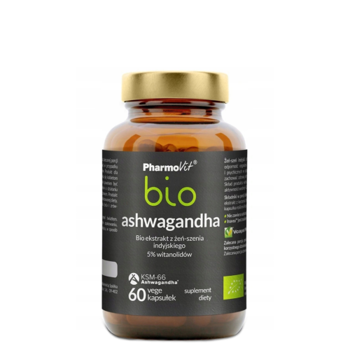 PharmoVit Ashwagandha bio 60 kaps Vcaps / Stres, Regeneracja, Odporność