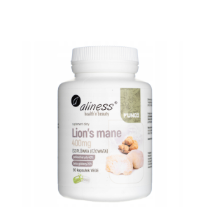 Aliness Lion’s Mane (soplówka jeżowata) ekstrakt 40/20, 400mg 90 Vege caps./ samopoczucie, układ nerwowy, umysł