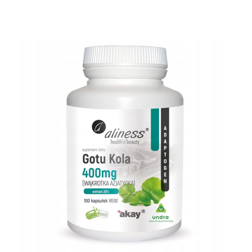 Aliness Gotu Kola (wąkrotka azjatycka) 400 mg 100 Vege caps / serce, trawienie, zdrowie psychiczne