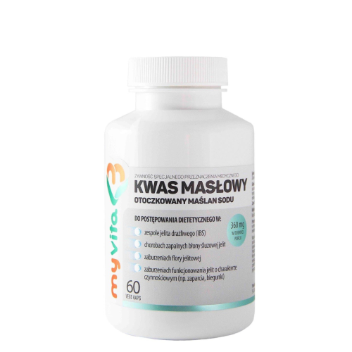 MyVita Kwas masłowy (maślan sodu) 60 kapsułek / jelita, przewód pokarmowy, zaparcia
