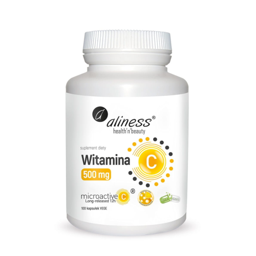 Aliness Witamina C 500 mg, micoractive 12h x 100 Vege caps odporność stawy