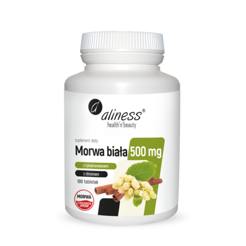 Aliness Morwa Biała 500mg 180 tabletek - na podwyższony cukier, odchudzanie