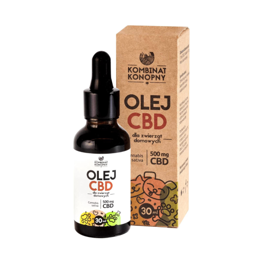 Kombinat Konopny Olej CBD 500 mg dla zwierząt domowych / odporność, przeciwbólowe, stres, apetyt, trawienie, gojenie