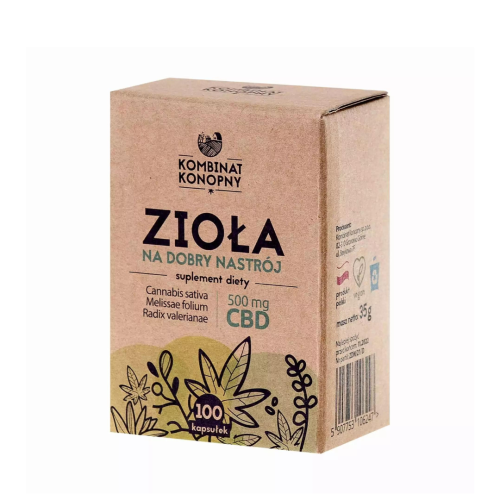 Kombinat Konopny Zioła na dobry nastrój 100 x 5 mg CBD /sen, wyciszenie, rozluźnienie, stres, przemęczenie, nastrój