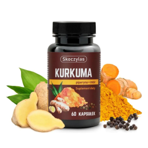 Skoczylas Kurkuma, piperyna, imbir, resweratrol i kwercetyna 60 kaps /  metabolizm, cholesterol, trawienie, wątroba, odporność   