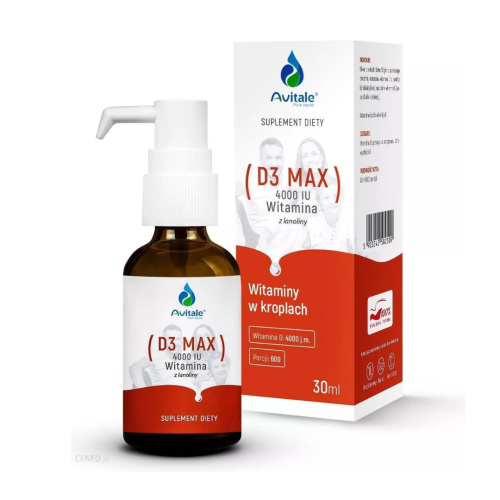 AVITALE Witamina D3 MAX 4000, z lanoliny 30ml/ Odporność Kości Mineralizacja Stawy