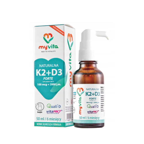 MyVita Witamina K2 +D3 MAX krople 30ml / Odporność, Kości, Mineralizacja, Stawy, Zęby