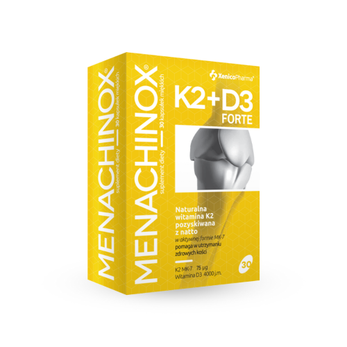 XenicoPhama Menachinox K2+D3 FORTE, 30 kaps. miękkich / Odporność, Kości, Mineralizacja, Stawy, Zęby