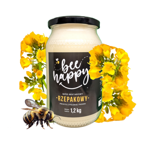 Miód rzepakowy be happy pasieka u Czajesia prawdziwy miód dobry miód miód prawdziwy pszczelarz miody skoczylas kujawski miód.png