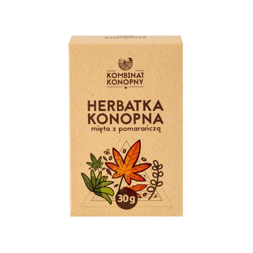 Kombinat Konopny Herbatka konopna 30 g – mięta z pomarańczą /sen, wyciszenie, rozluźnienie, stres, przemęczenie, nastrój