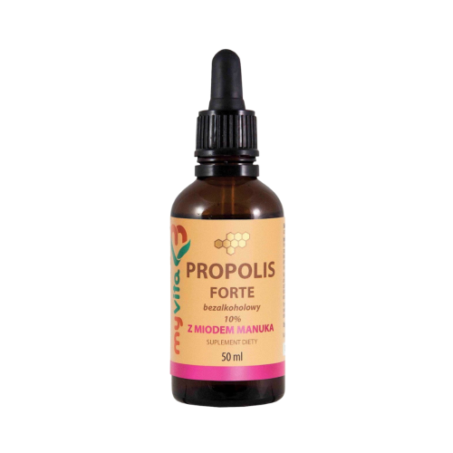 MyVita Propolis z miodem manuka FORTE krople 50 ml / układ odpornościowy, infekcje bakteryjne, grzyby, wirusy, przeciwdziałanie działaniu wolnych rodników