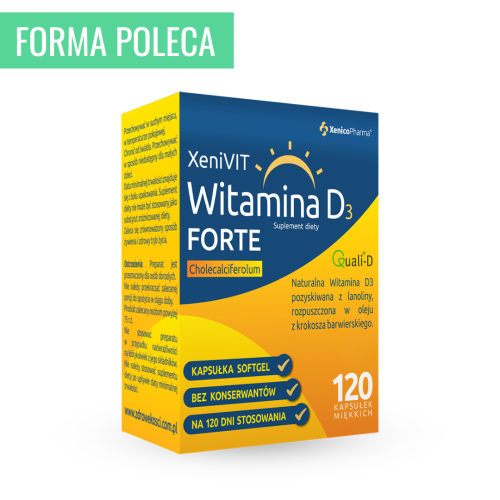XenicoPharma XeniVIT Witamina D3 FORTE 120 kapsułek 4000 j.m. Odporność Mineralizacja kości Stawy