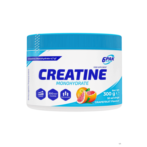 6Pak Creatine Monohydrat 300g Grapefruit- siła i masa mięśniowa lepsze samopoczucie mięsnie koncentracja regeneracja