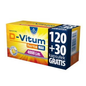 OLEOFARM D-Vitum forte MAX 4000j. 120 + 30 kapsułek gratis Odporność Kości Stawy Mineralizacja 
