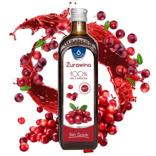 Oleofarm Żurawina SOK 100% 490 ml / układ moczowy, zapalenie pęcherza, przeziębienie, grypa