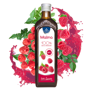 Oleofarm Malina  SOK 100%  490 ml / odporność, stany zapalne, gorączka, grypa, przeziębienie