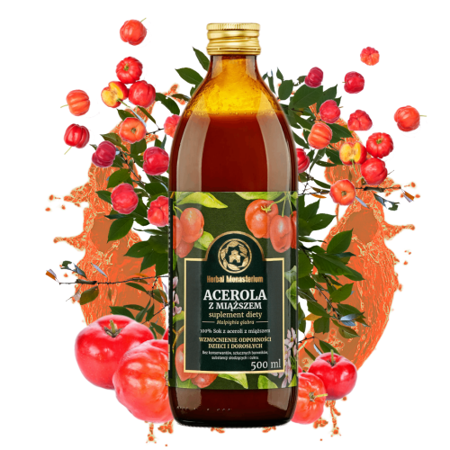 Herbal Monasterium Acerola sok 500 ml - odporność, przeziębienie, anemia, infekcje
