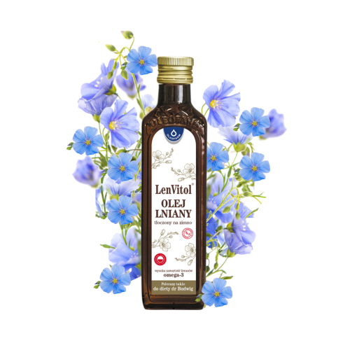 Oleofarm Olej Lniany 250 ml. /Omega 3, dieta dr Budwig, trawienie, metabolizm, cholesterol