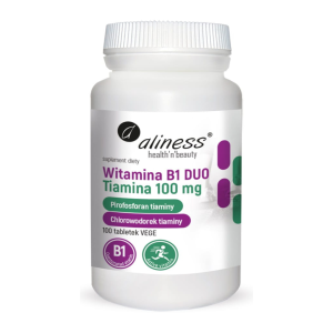 Aliness Witamina B1 (Tiamina) DUO 100 mg x 100 Vege tabs/ układ nerwowy, układ sercowo- naczyniowy, serce