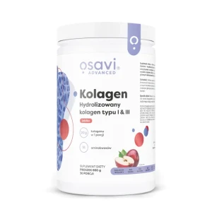 Osavi Hydrolizowany Kolagen Wołowy Peptydy typu I & III 660g Jabłko Stawy Skóra