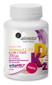 Aliness, Witamina K2 i D3 FORTE, 200mcg, 60 kaps.