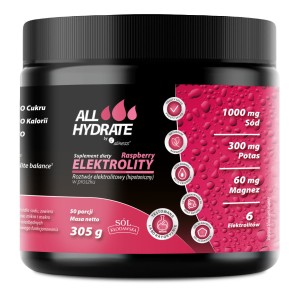 Aliness ALLHydrate, Elektrolity Raspberry 305g, 50 porcji 
